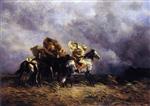 Eugene Fromentin  - Bilder Gemälde - Windstorm on the Esparto Plains
