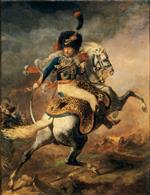 Jean Louis Theodore Gericault  - Bilder Gemälde - Officer of the Chasseurs Commanding a Charge 