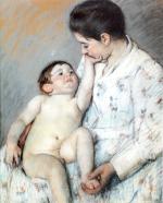 Mary Cassatt - paintings - Baby's First Caress