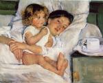 Mary Cassatt - Peintures - Petit déjeuner au lit