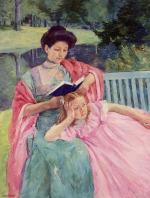 Mary Cassatt - Peintures - Auguste fait la lecture à sa fille