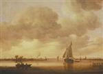 Jan van Goyen - Bilder Gemälde - An Estuary with Boats