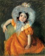 Mary Cassatt  - Bilder Gemälde - Kind mit orangenem Kleid