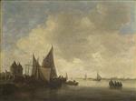 Jan van Goyen  - Bilder Gemälde - The Mouth of an Estuary with a Gateway