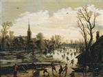 Jan van Goyen  - Bilder Gemälde - Village Ice-Skating