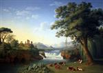 Jacob Philipp Hackert - Bilder Gemälde - Ideallandschaft mit einem Tempel aus Agrigent