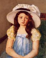 Mary Cassatt  - Bilder Gemälde - Francois mit einem großen weißen Hut