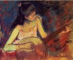 Mary Cassatt  - Peintures - Jeune fille avec un Banjo