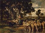 Bild:A Shepherdess with Her Flock