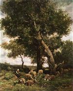 Charles Emile Jacque - Bilder Gemälde - On the Pasture