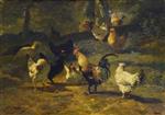 Charles Emile Jacque - Bilder Gemälde - Poultry in a Landscape