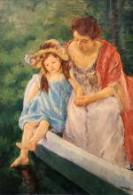 Mary Cassatt  - Peintures - Mère et enfant en  bateau