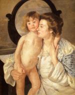 Mary Cassatt  - Bilder Gemälde - Mutter und Kind am ovalen Spiegel