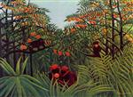 Henri Rousseau - Bilder Gemälde - Apes in the Orange Grove