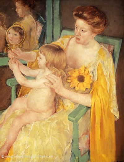 Mother Wearing A Sunflower On Her Dress
