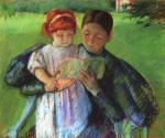 Mary Cassatt  - Peintures - Gouvernante faisant la lecture