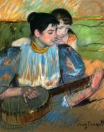 Mary Cassatt  - Peintures - La leçon de banjo