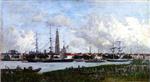 Eugene Boudin - Bilder Gemälde - Antwerp, the Port