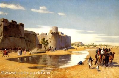 An Arab Caravan outside a Fortified Town ( Egypt)