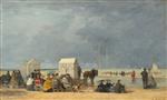 Eugene Boudin  - Bilder Gemälde - Bathing Time at Deauville