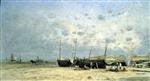 Eugene Boudin  - Bilder Gemälde - Beached Boats at Berck