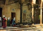 Jean Leon Gerome  - paintings - Harem Women Feeding Pigeons in a Courtyard