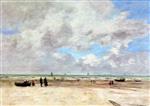 Eugene Boudin  - Bilder Gemälde - Berck, the Beach at Low Tide