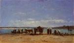 Eugene Boudin  - Bilder Gemälde - Brittany, Fishermen's Wives on the Shore