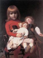 Jean Leon Gerome  - Peintures - Juliette Gerôme avec des poupées