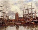 Eugene Boudin  - Bilder Gemälde - Dordrecht, View of the Port