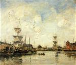 Eugene Boudin  - Bilder Gemälde - Fecamp, the Harbor