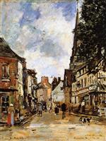 Eugene Boudin  - Bilder Gemälde - Fervaques, a Village Street