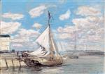 Eugene Boudin  - Bilder Gemälde - Fishing Boat in Honfleur Harbor