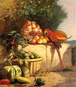 Eugene Boudin  - Bilder Gemälde - Fruit and Vegetables with a Parrot