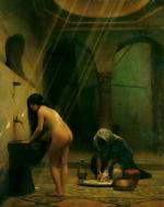 Jean Leon Gerome  - paintings - A Moorish Bath  Turkish Woman Bathing  No 2