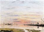 Eugene Boudin  - Bilder Gemälde - Le Havre, Sunset over the River