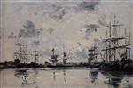 Eugene Boudin  - Bilder Gemälde - Le Havre, the Port