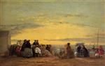 Eugene Boudin  - Bilder Gemälde - On the Beach, Sunset