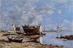Eugene Boudin  - Bilder Gemälde - Plougastel, the Ferry Passage-2