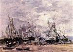 Eugene Boudin  - Bilder Gemälde - Portrieux, the Port at Low Tide