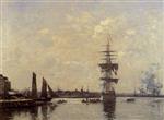 Eugene Boudin  - Bilder Gemälde - Sailing Boats at Quay