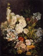 Eugene Boudin  - Bilder Gemälde - Spray of Flowers - Hollyhocks