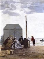 Eugene Boudin  - Bilder Gemälde - The Beach at Deauville