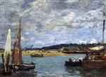 Eugene Boudin  - Bilder Gemälde - The Ferry to Deauville