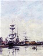 Eugene Boudin  - Bilder Gemälde - The Harbor of Deauville