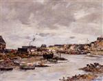 Eugene Boudin  - Bilder Gemälde - The Inner Port of Trouville at Low Tide