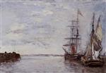 Eugene Boudin  - Bilder Gemälde - The Port at Deauville