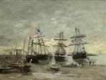 Eugene Boudin  - Bilder Gemälde - The Port of Portrieux at Low Tide