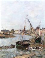Eugene Boudin  - Bilder Gemälde - The Port of Trouville at Low Tide