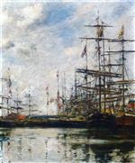 Eugene Boudin  - Bilder Gemälde - The Port, Ships at Dock